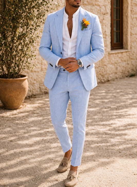 Men's Linen Two-Piece Suit for Weddings