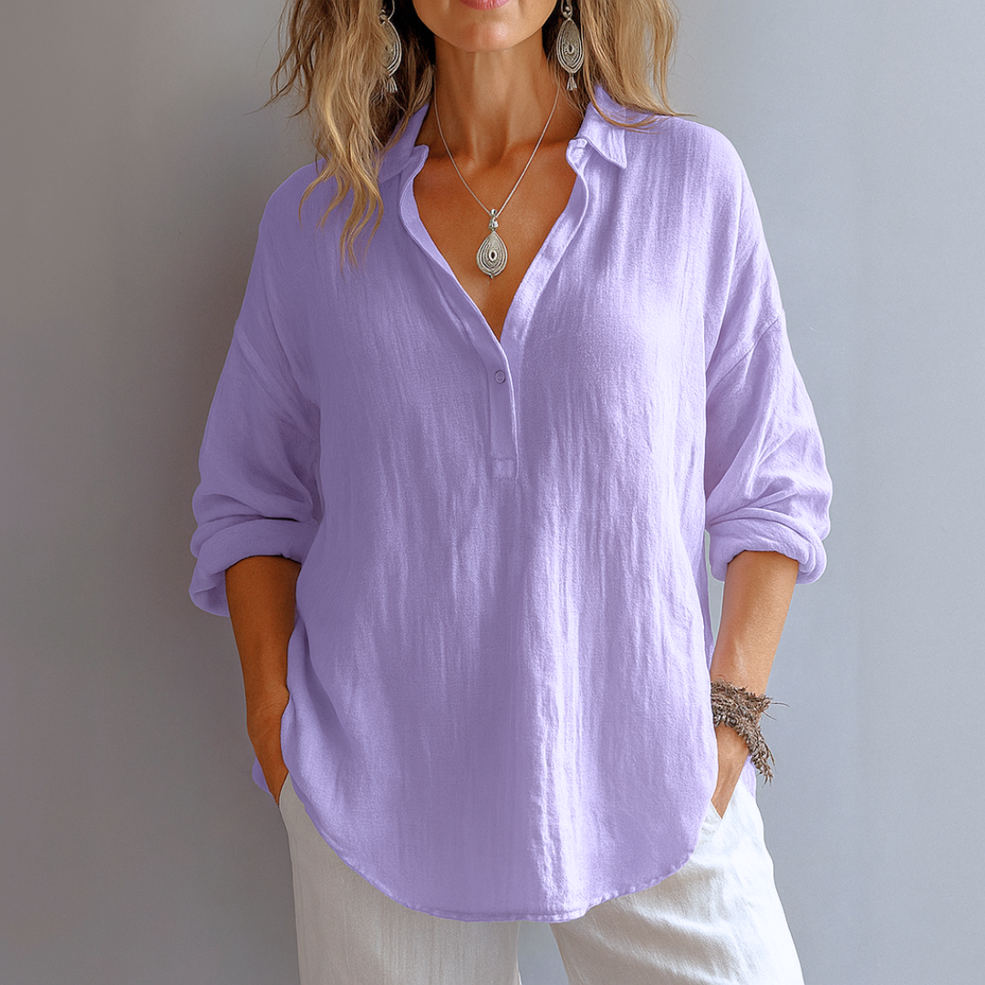 Women's Blush Linen Relaxed Shirt with Effortless Elegance