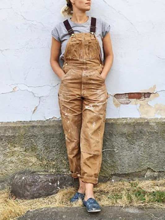 Women's Casual Utility Dungaree Jumpsuit