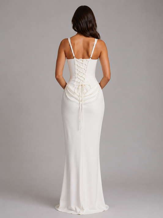 Women's Draped Corset Bodycon Maxi Dress