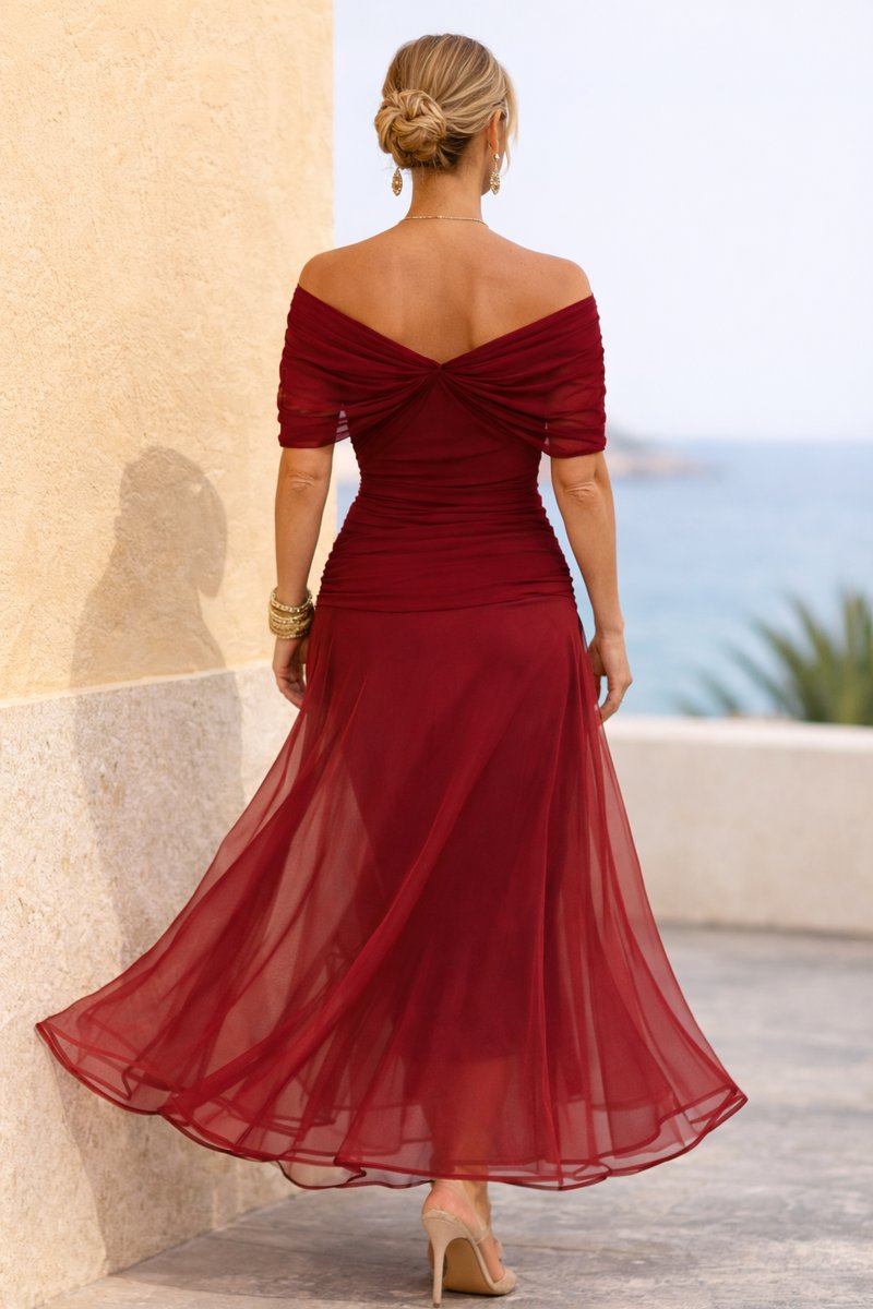 Women's Elegant Chiffon Maxi Summer Dress with V-Neck