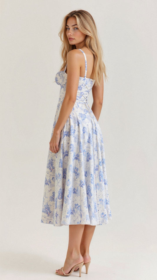 Women's Fitted Midi Dress with Defined Waist
