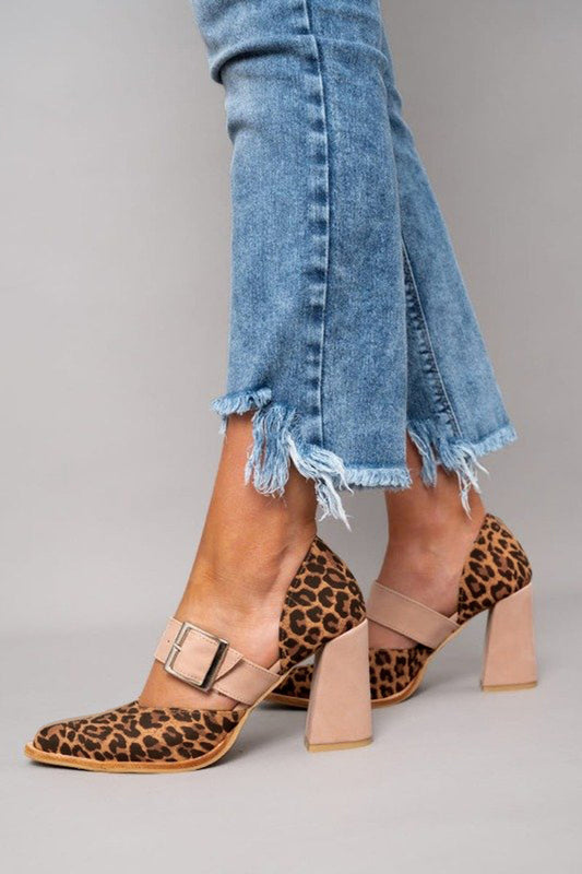 Women's Leopard Print Buckle Heels