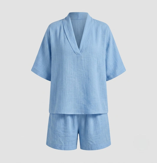 Women's Linen Two-Piece Shorts Set