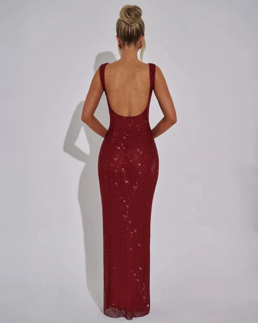 Women's Maxi Dress with Embellished Fabric
