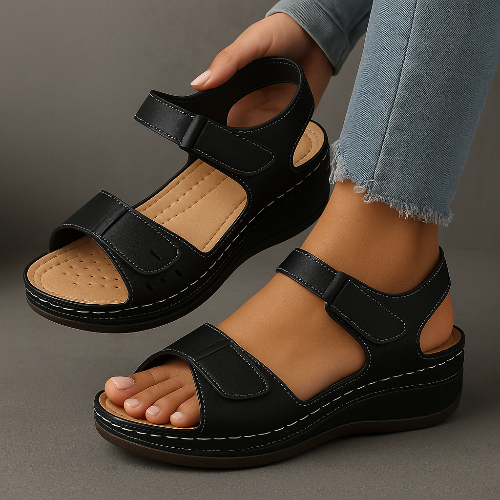 Women's Orthopaedic Leather Sandals with Ergonomic Arch Support