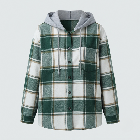 Women's Plaid Flannel Hooded Shacket