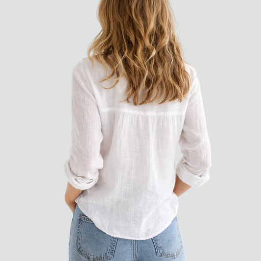 Women's Relaxed Linen Button-Front Blouse