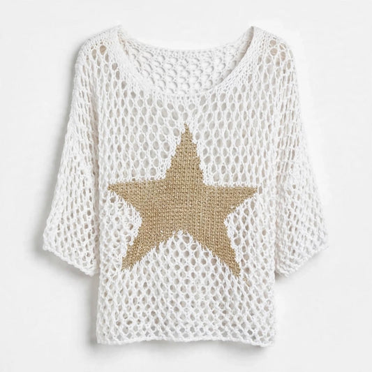 Women's Star Detail Crochet Knit Top