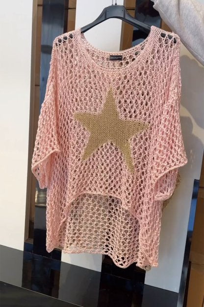 Women's Star Detail Crochet Knit Top