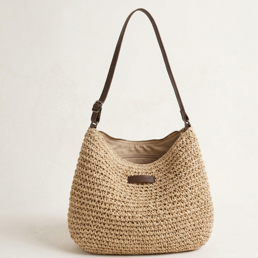 Women's Straw Tote Beach Bag with Sling