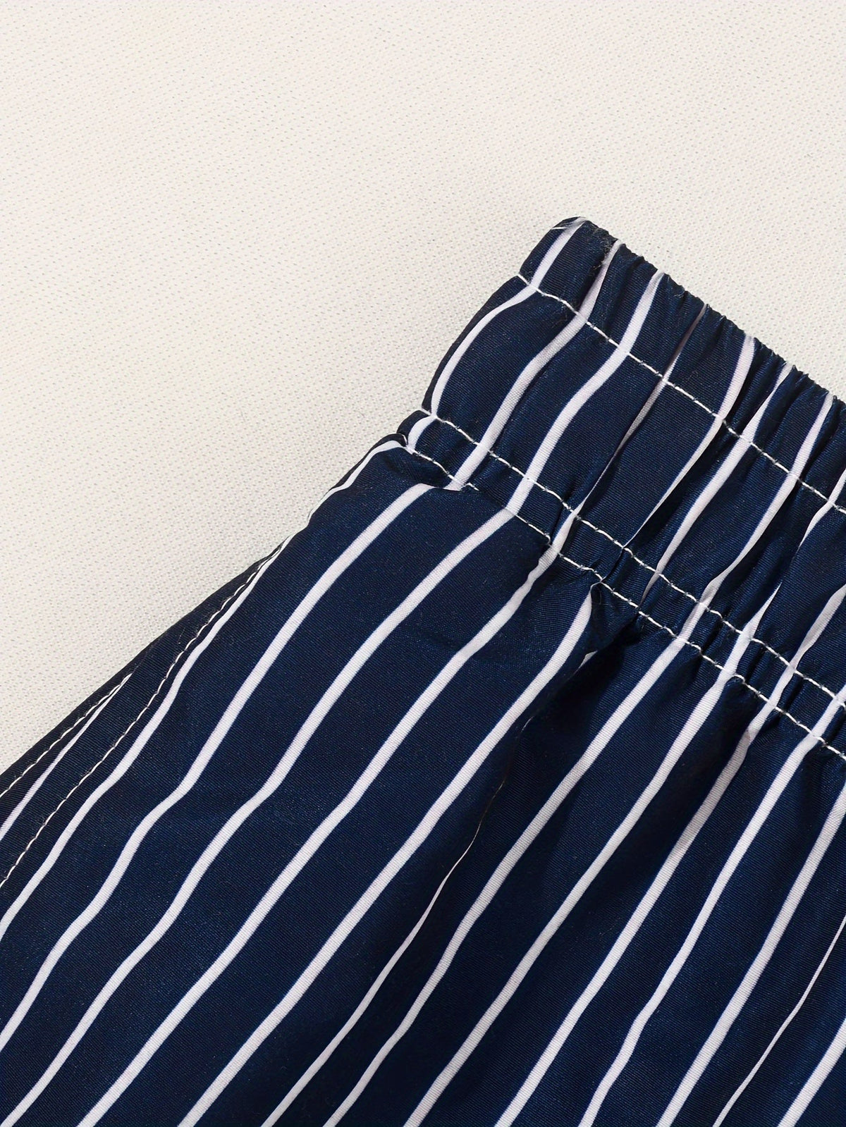 Men's Striped Swim Shorts with Drawstring Waist