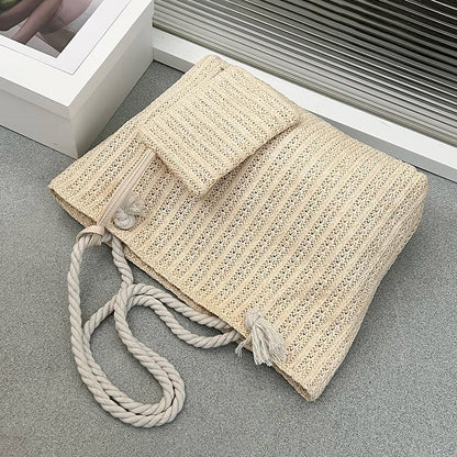 Women's Beach Tote Bag Set with Rope Handles