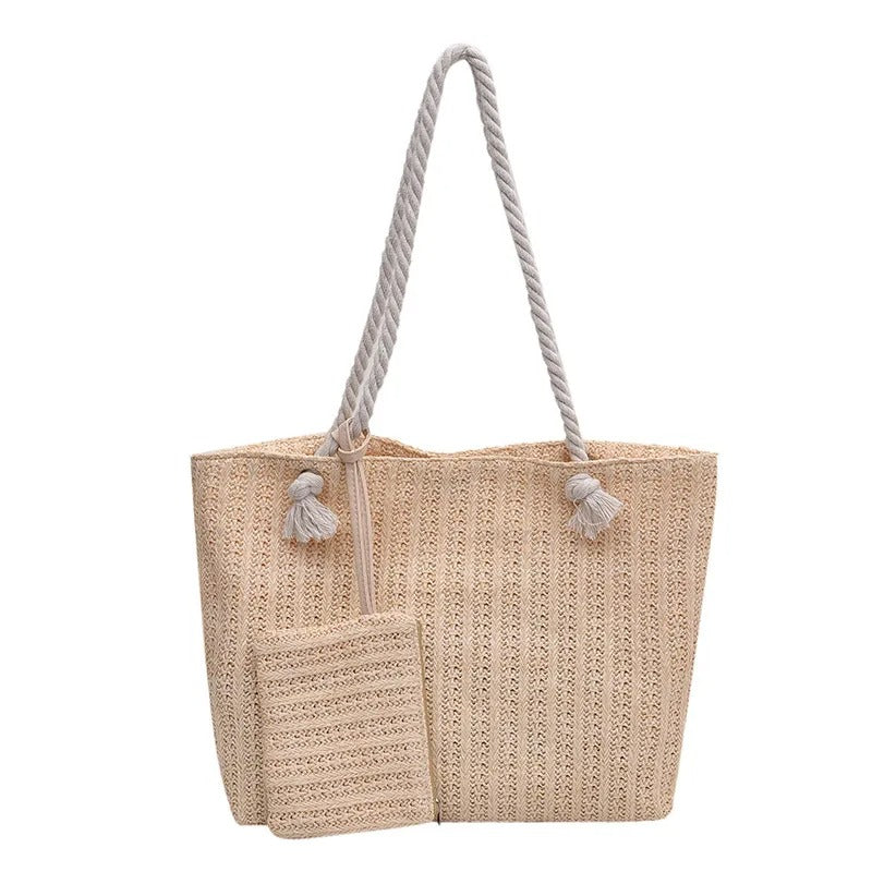 Women's Beach Tote Bag Set with Rope Handles