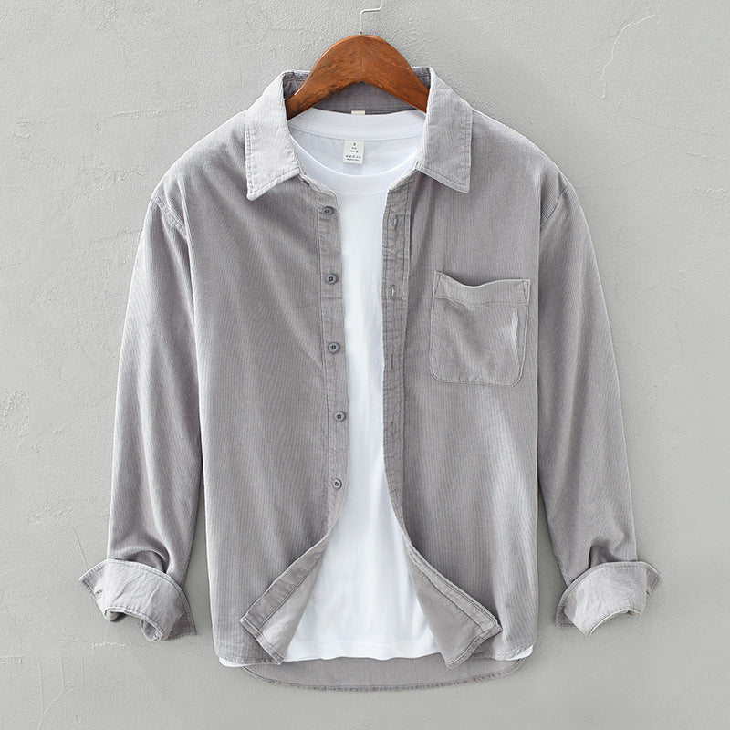 Men's Casual Corduroy Button Up Shirt