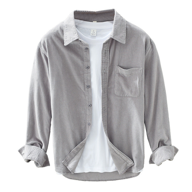 Men's Casual Corduroy Button Up Shirt