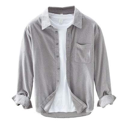 Men's Casual Corduroy Button Up Shirt