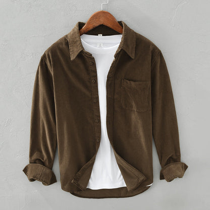Men's Casual Corduroy Button Up Shirt