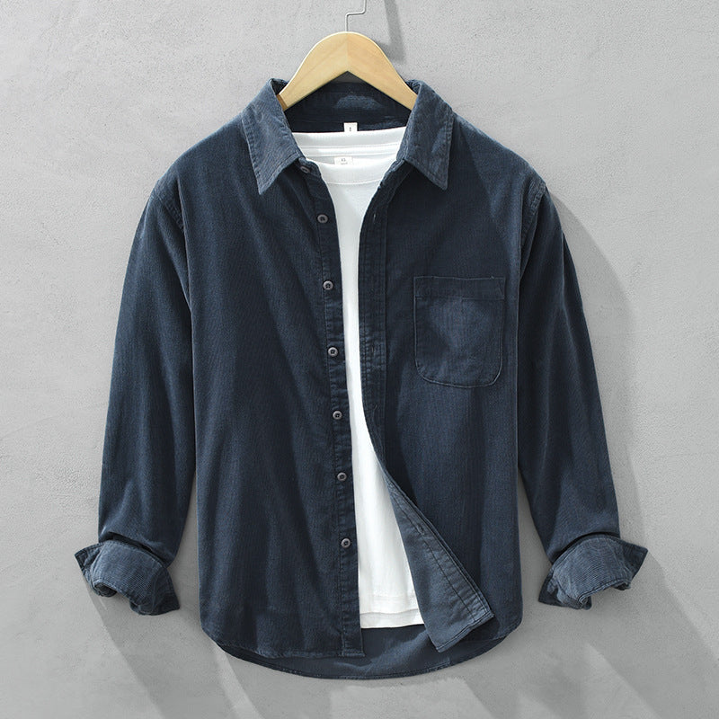 Men's Casual Corduroy Button Up Shirt