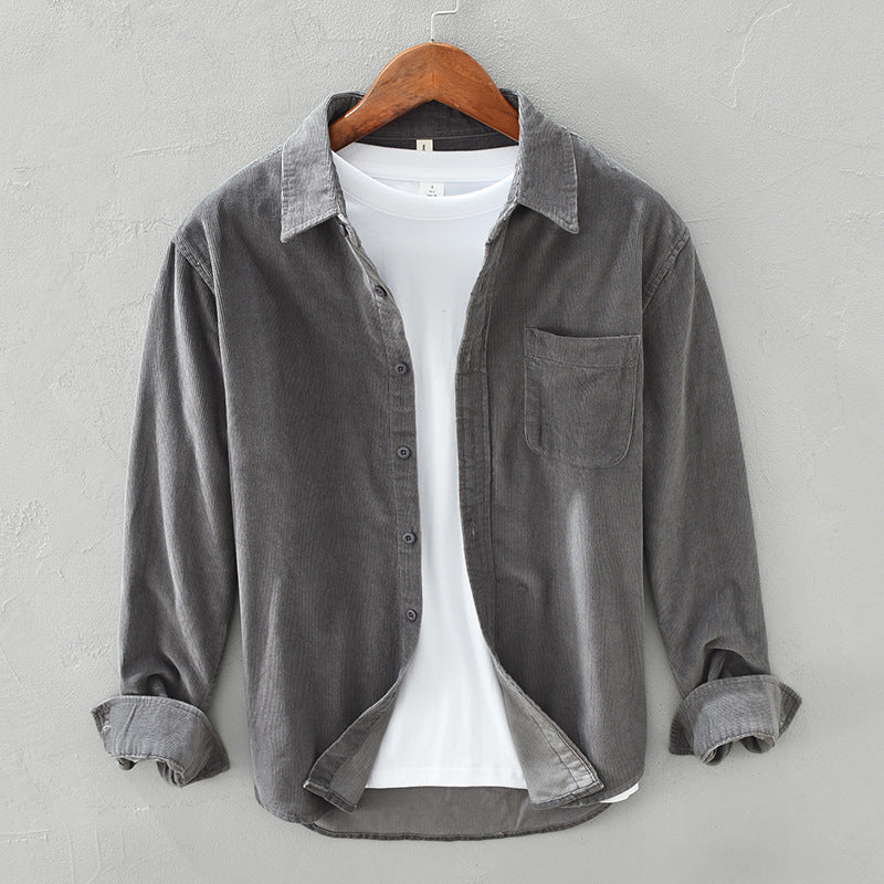 Men's Casual Corduroy Button Up Shirt