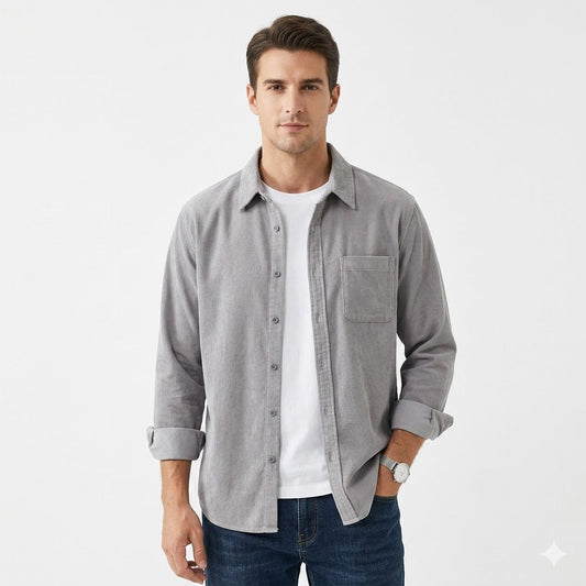 Men's Casual Corduroy Button Up Shirt