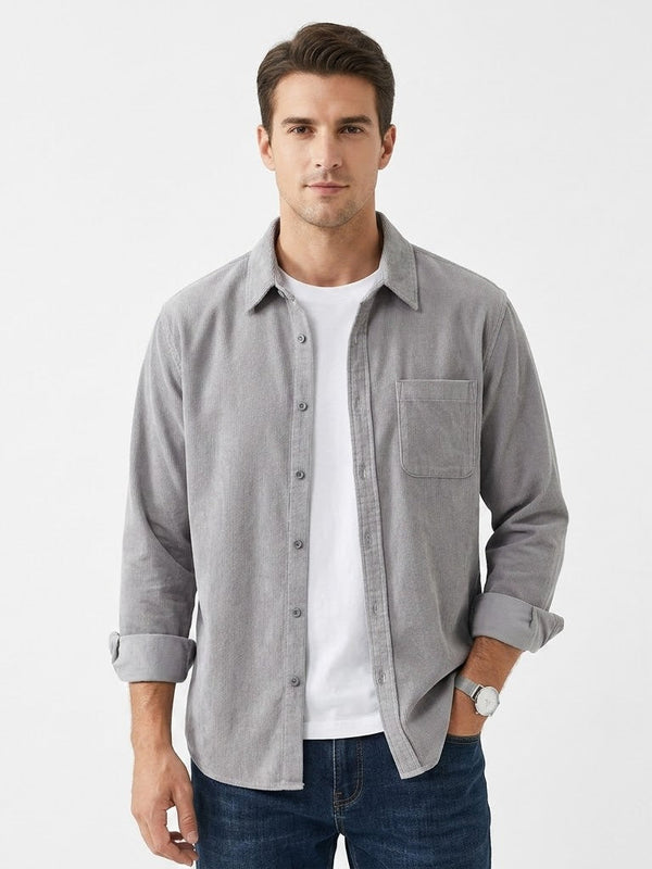 Men's Casual Corduroy Button Up Shirt