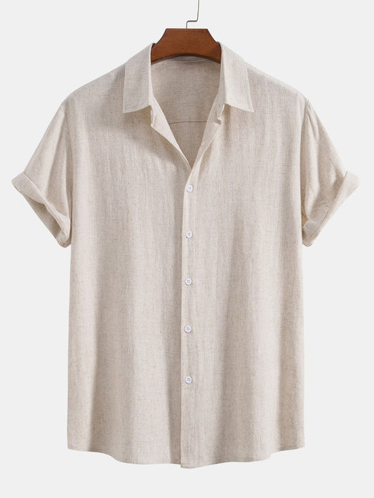 Men's Casual Linen Button Down Shirt with Relaxed Fit