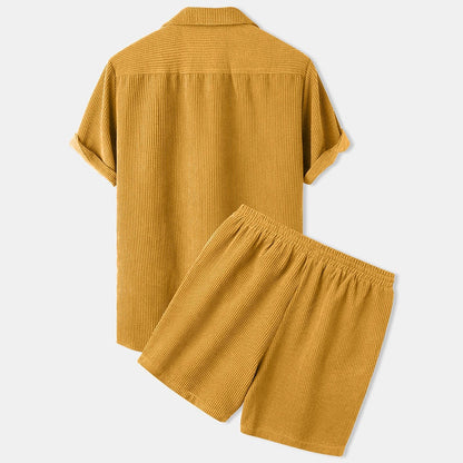 Men's Corduroy Shirt and Short Set for Summer