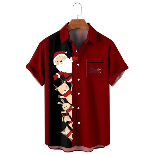 Men's Holiday Button Shirt with Fun Christmas Print