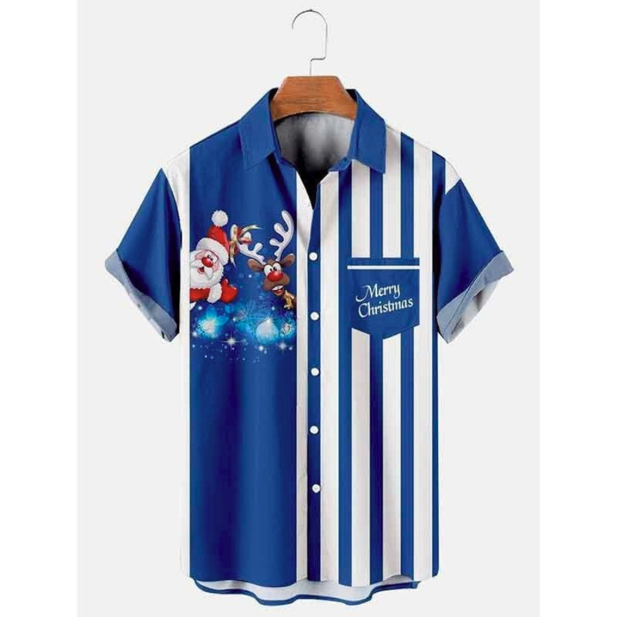 Men's Holiday Button Shirt with Fun Christmas Print