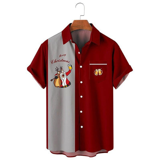 Men's Holiday Button Shirt with Fun Christmas Print
