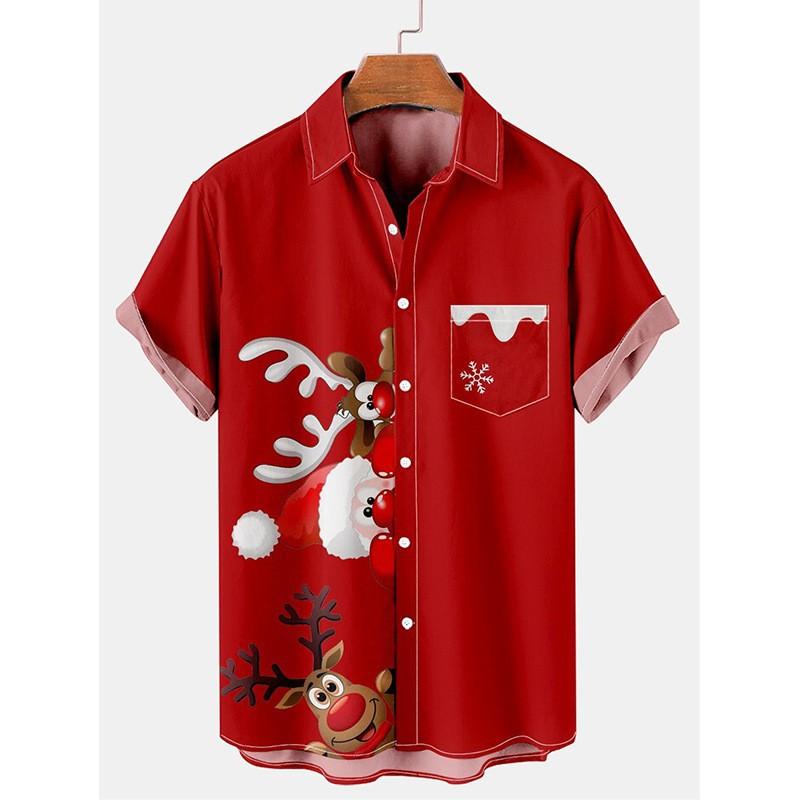 Men's Holiday Button Shirt with Fun Christmas Print
