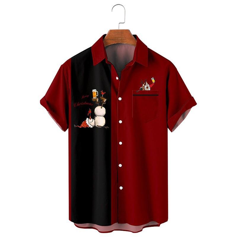 Men's Holiday Button Shirt with Fun Christmas Print