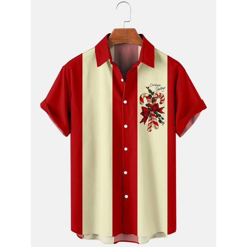 Men's Holiday Button Shirt with Fun Christmas Print