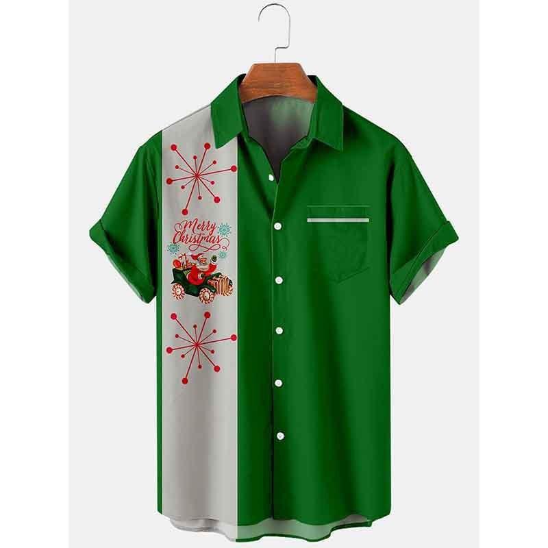 Men's Holiday Button Shirt with Fun Christmas Print