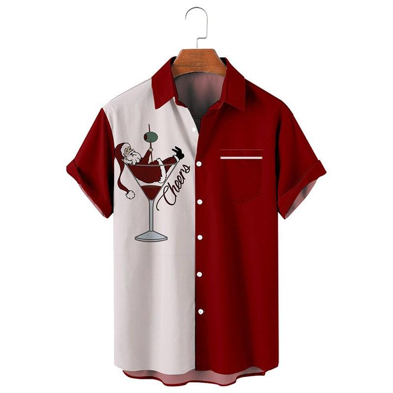 Men's Holiday Button Shirt with Fun Christmas Print
