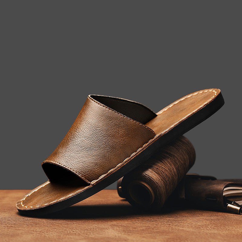 Men's Leather Slide Sandals for summer