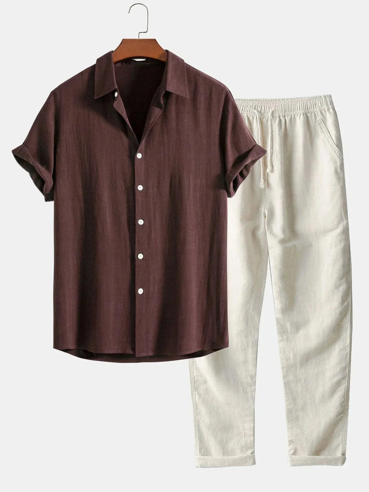Men's Linen Summer Two-Piece Shirt & Pants Set