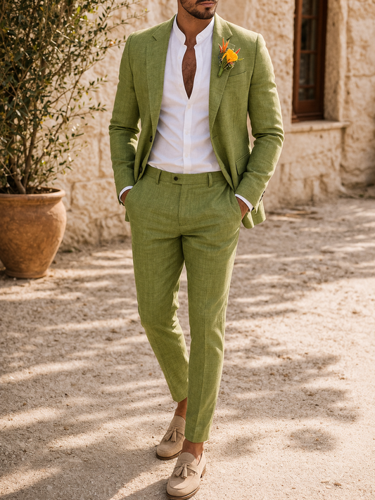 Men's Linen Two-Piece Suit for Weddings