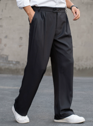 Men's Pleated Wide Leg Dress Pants