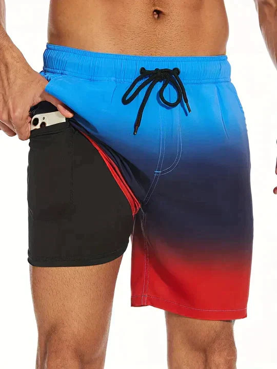 Men's Printed Swim Shorts with Drawstring
