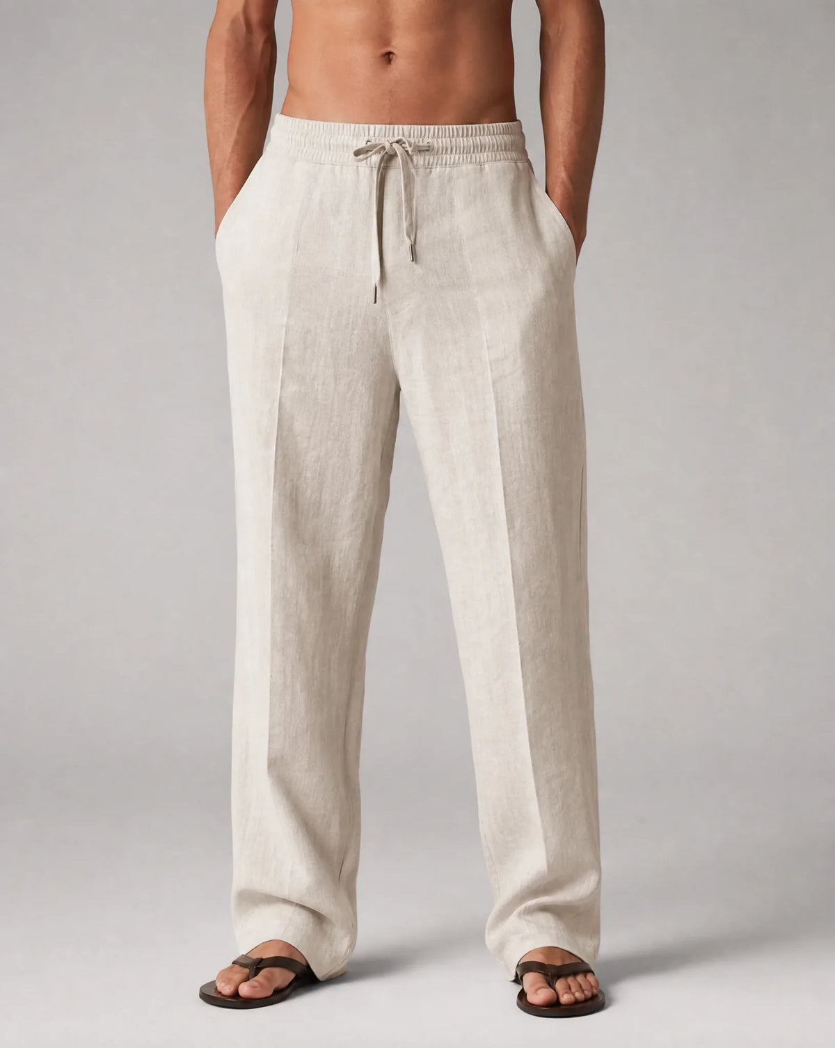Men's Relaxed Fit Linen Drawstring Pants for Summer