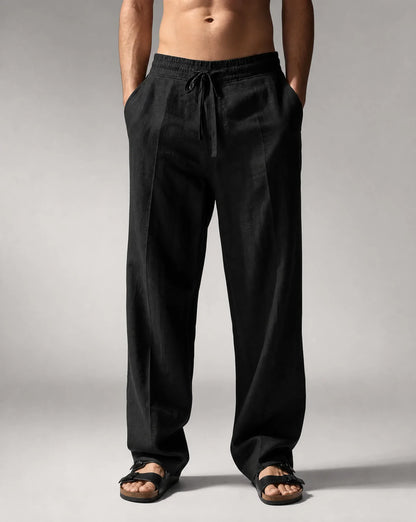 Men's Relaxed Fit Linen Drawstring Pants for Summer