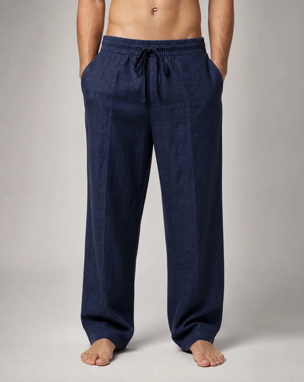 Men's Relaxed Fit Linen Drawstring Pants for Summer