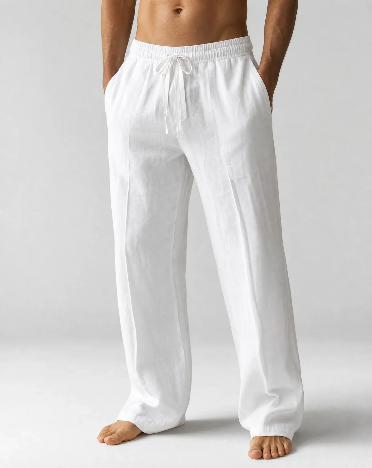 Men's Relaxed Fit Linen Drawstring Pants for Summer