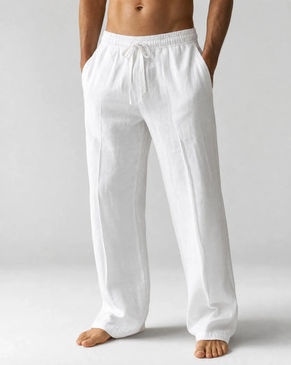 Men's Relaxed Fit Linen Drawstring Pants for Summer