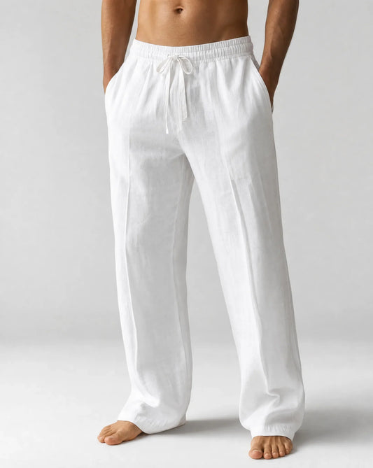 Men's Relaxed Fit Linen Drawstring Pants for Summer