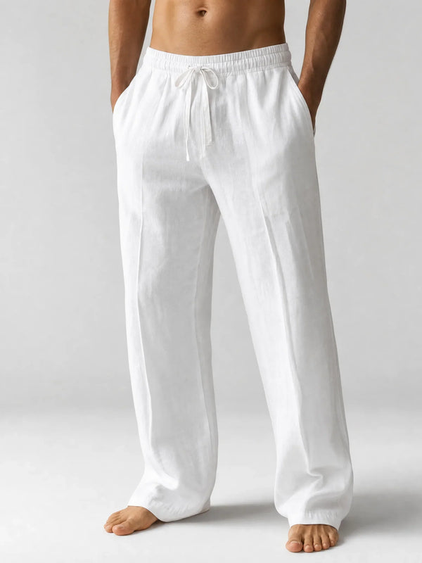 Men's Relaxed Fit Linen Drawstring Pants for Summer