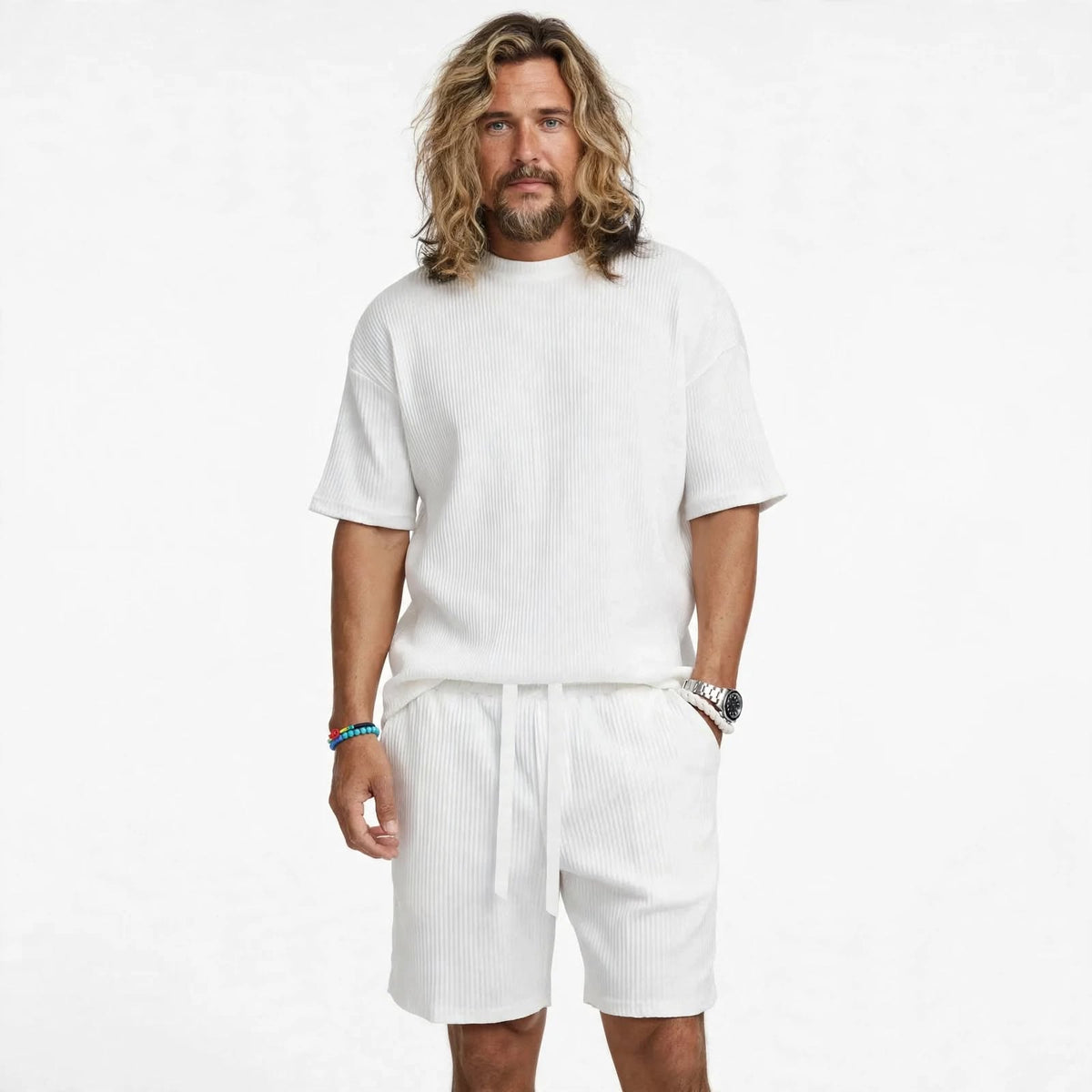 Men's Ribbed Two-Piece Lounge Set