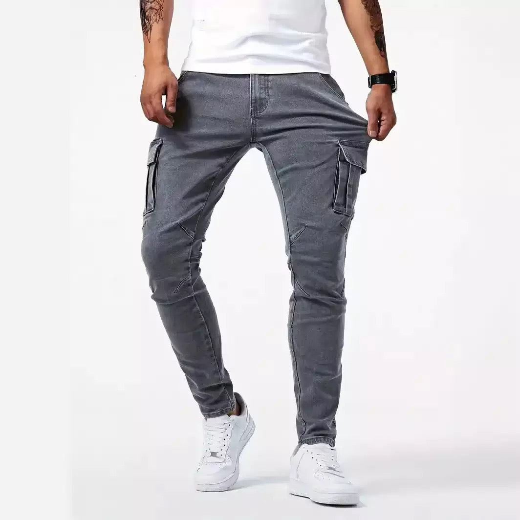 Men's Slim Fit Denim Cargo Jeans